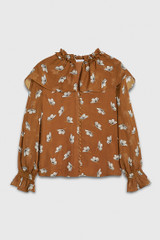 Beaufort Blouse Vicuna And Ivory Floating Floral Print Silk Chiffon Beaufort Blouse Vicuna And Ivory Floating Floral Print Silk Chiffon