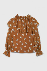 Beaufort Blouse Vicuna And Ivory Floating Floral Print Silk Chiffon Beaufort Blouse Vicuna And Ivory Floating Floral Print Silk Chiffon