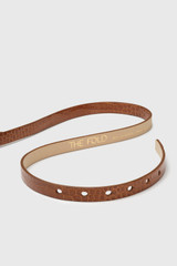 Selis Croc-Embossed Leather Belt Tan
