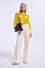 Tirana Silk Jacquard Long Sleeve Top Chartreuse Yellow