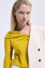 Tirana Silk Jacquard Long Sleeve Top Chartreuse Yellow
