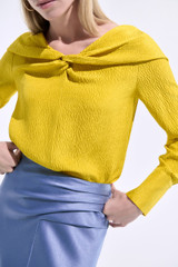 Tirana Silk Jacquard Long Sleeve Top Chartreuse Yellow