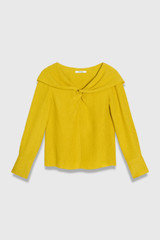 Tirana Silk Jacquard Long Sleeve Top Chartreuse Yellow