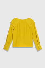 Tirana Silk Jacquard Long Sleeve Top Chartreuse Yellow