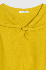 Tirana Silk Jacquard Long Sleeve Top Chartreuse Yellow