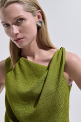 Rina Houndstooth Jacquard Top Summer Olive
