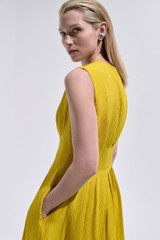 Mariano Silk Jacquard Dress Chartreuse Yellow