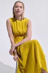 Mariano Silk Jacquard Dress Chartreuse Yellow