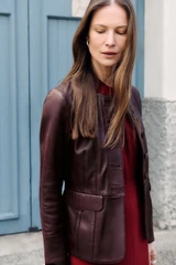 Ginevra Leather Jacket Deep Burgundy