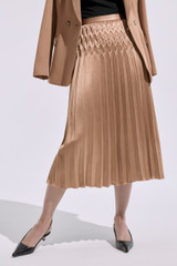 Clever Crepe Venezia Satin Skirt Light Camel