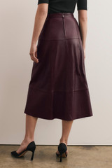 Andalo Leather Skirt Deep Burgundy
