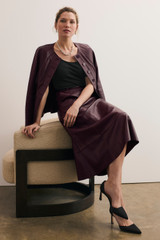 Andalo Leather Skirt Deep Burgundy