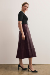 Andalo Leather Skirt Deep Burgundy