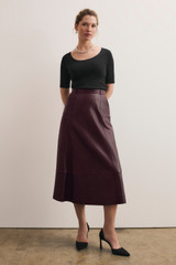 Andalo Leather Skirt Deep Burgundy