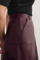 Andalo Leather Skirt Deep Burgundy