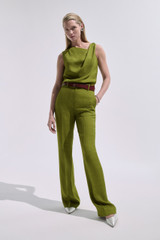 Alzira Houndstooth Jacquard Straight Flared Trousers Summer Olive Alzira Houndstooth Jacquard Straight Flared Trousers Summer Olive
