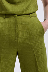 Alzira Houndstooth Jacquard Straight Flared Trousers Summer Olive Alzira Houndstooth Jacquard Straight Flared Trousers Summer Olive