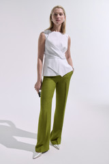 Alzira Houndstooth Jacquard Straight Flared Trousers Summer Olive Alzira Houndstooth Jacquard Straight Flared Trousers Summer Olive