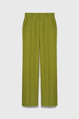 Alzira Houndstooth Jacquard Straight Flared Trousers Summer Olive
