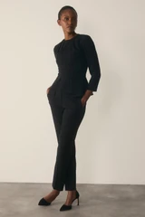 Clever Crepe Slim-Leg Trousers Black