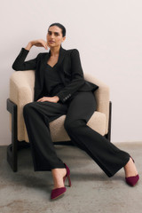 Clever Crepe Wide-Leg Trousers Black
