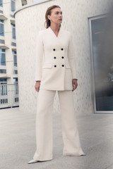 Fitzroy Textured Wool Straight Flared Trousers Ivory Fitzroy Textured Wool Straight Flared Trousers Ivory