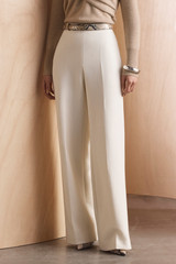 Fitzroy Textured Wool Straight Flared Trousers Ivory Fitzroy Textured Wool Straight Flared Trousers Ivory