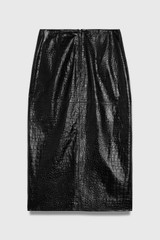 Rho Croc-Embossed Leather Skirt Black Rho Croc-Embossed Leather Skirt Black