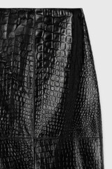 Rho Croc-Embossed Leather Skirt Black Rho Croc-Embossed Leather Skirt Black