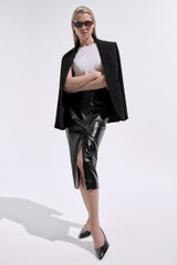 Rho Croc-Embossed Leather Skirt Black Rho Croc-Embossed Leather Skirt Black