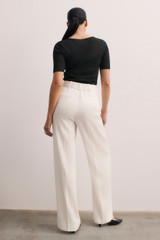 Clever Crepe Wide-Leg Ivory Trousers