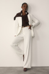 Clever Crepe Wide-Leg Trousers Ivory