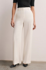 Clever Crepe Wide-Leg Trousers Ivory