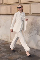 Clever Crepe Wide-Leg Trousers Ivory