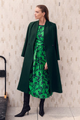 Rosaire Silk Dress Made With Liberty Fabric Green And Navy