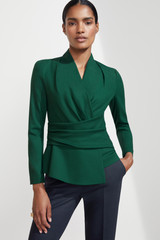 Belleville Top Forest Green Wool Crepe Belleville Top Forest Green Wool Crepe