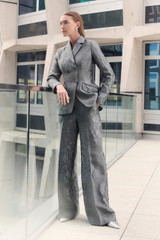Adelaide Jacquard Wide-Leg Trousers Soft Steel Grey Adelaide Jacquard Wide-Leg Trousers Soft Steel Grey