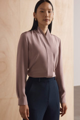 Bowery Stretch Silk Blouse Mink Bowery Stretch Silk Blouse Mink