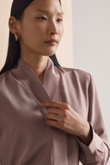 Bowery Stretch Silk Blouse Mink Bowery Stretch Silk Blouse Mink