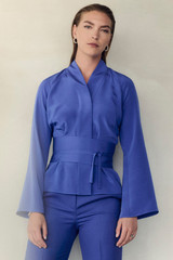 Bergamo Stretch Silk Blouse Deep Cornflower Blue Bergamo Stretch Silk Blouse Deep Cornflower Blue