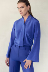 Bergamo Stretch Silk Blouse Deep Cornflower Blue Bergamo Stretch Silk Blouse Deep Cornflower Blue