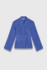 Bergamo Stretch Silk Blouse Deep Cornflower Blue Bergamo Stretch Silk Blouse Deep Cornflower Blue