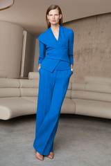 Adelaide Top Cerulean Blue Sculpt Stretch Wool Crepe Adelaide Top Cerulean Blue Sculpt Stretch Wool Crepe