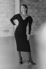 Sculpt Knit Bouverie Dress Black Sculpt Knit Bouverie Dress Black