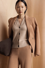 Popoli Wool Cashmere Blend Cardigan Light Fawn