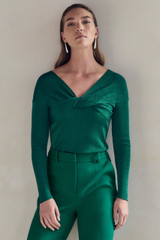 Lucila Metallic Knit Top Cyanine Green Lucila Metallic Knit Top Cyanine Green