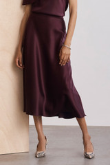 Kelmore Satin Skirt Deep Plum Kelmore Satin Skirt Deep Plum