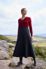 Ellingham Boiled Wool Skirt Navy