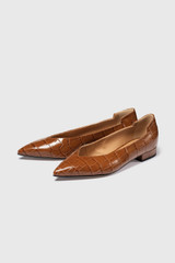 Nerano Croc-Embossed Leather Flats 25 Tan Nerano Croc-Embossed Leather Flats 25 Tan