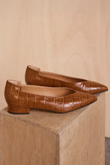 Nerano Croc-Embossed Leather Flats 25 Tan Nerano Croc-Embossed Leather Flats 25 Tan